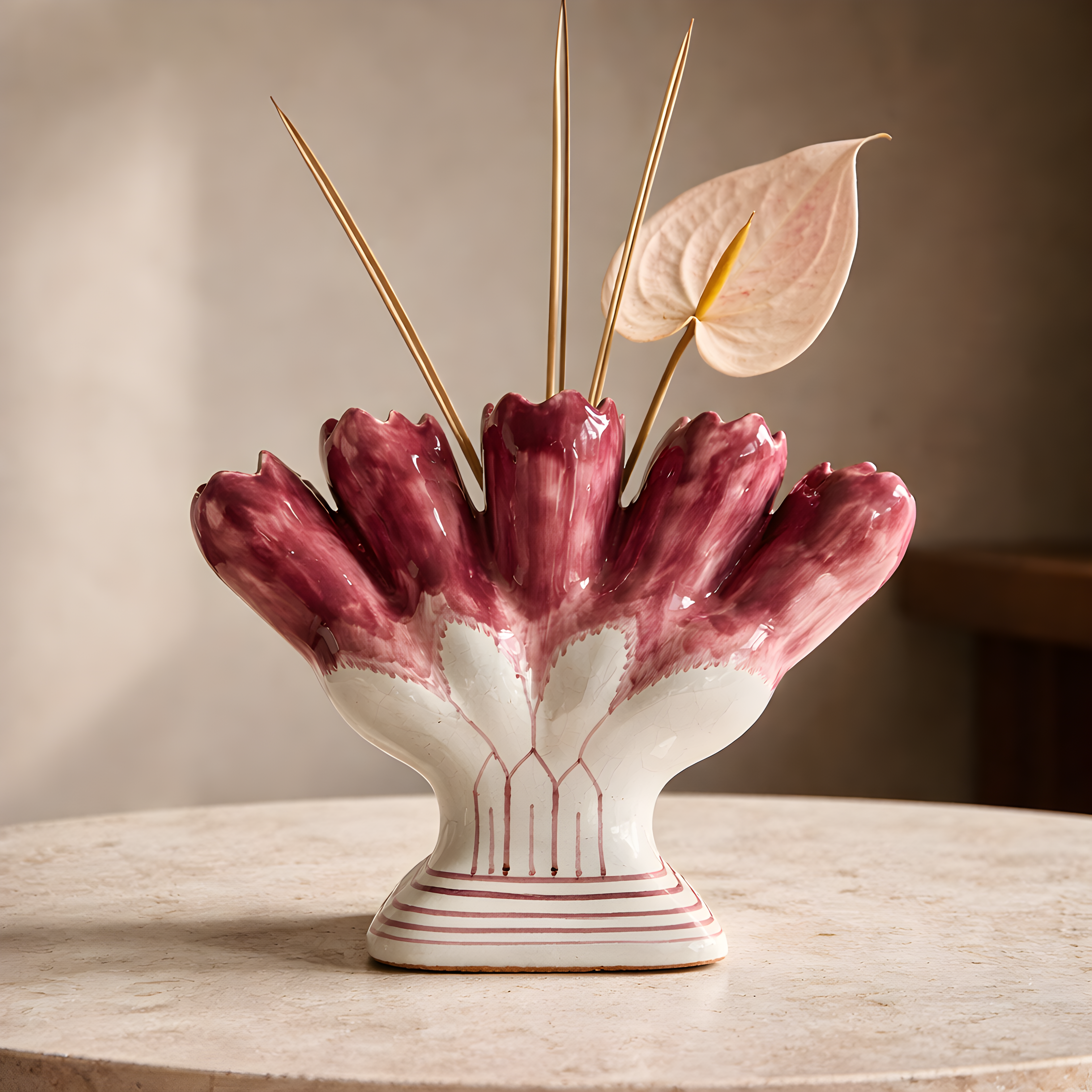 Vase bouquetière ou tulipière à 5 branches