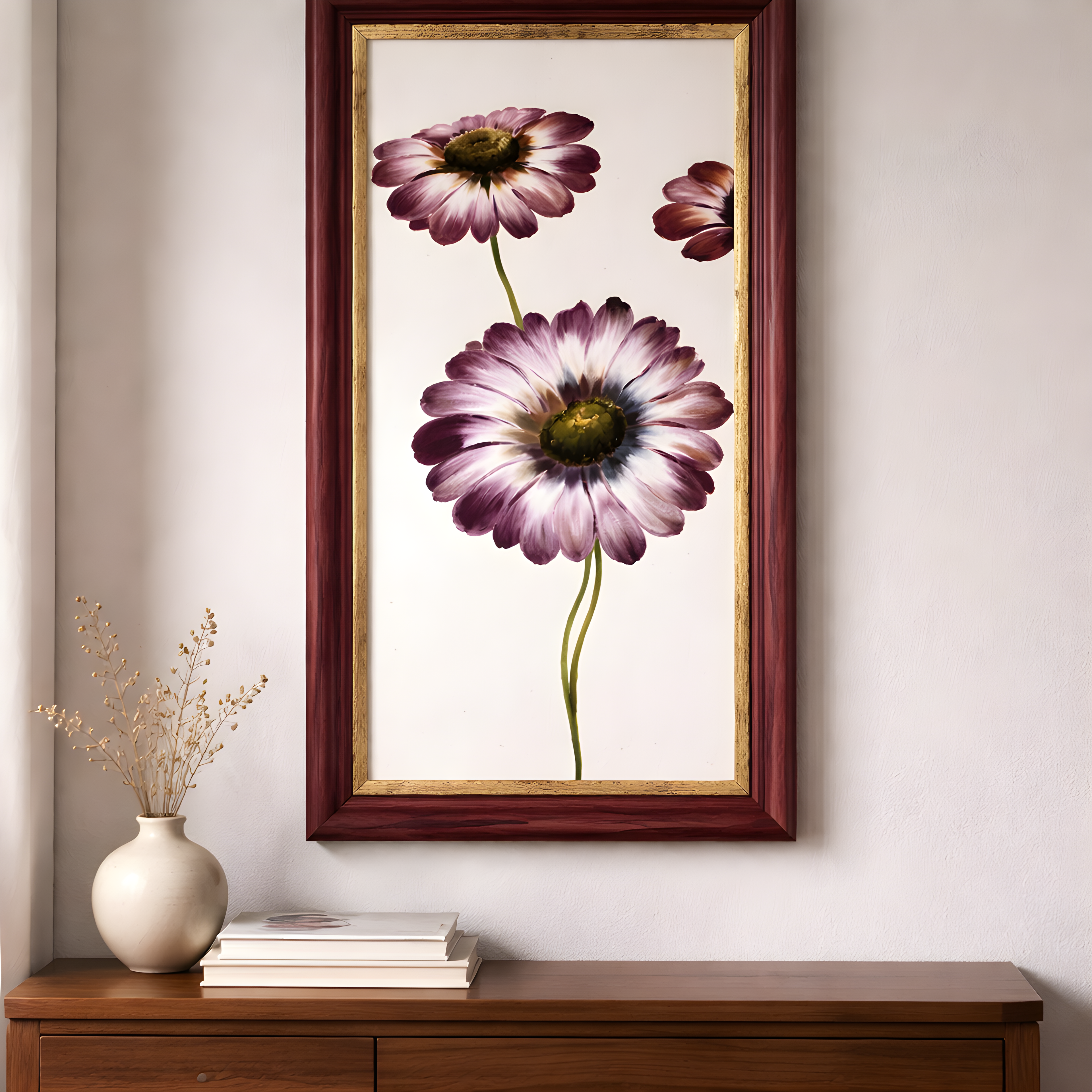 Tableau vertical fleur violette
