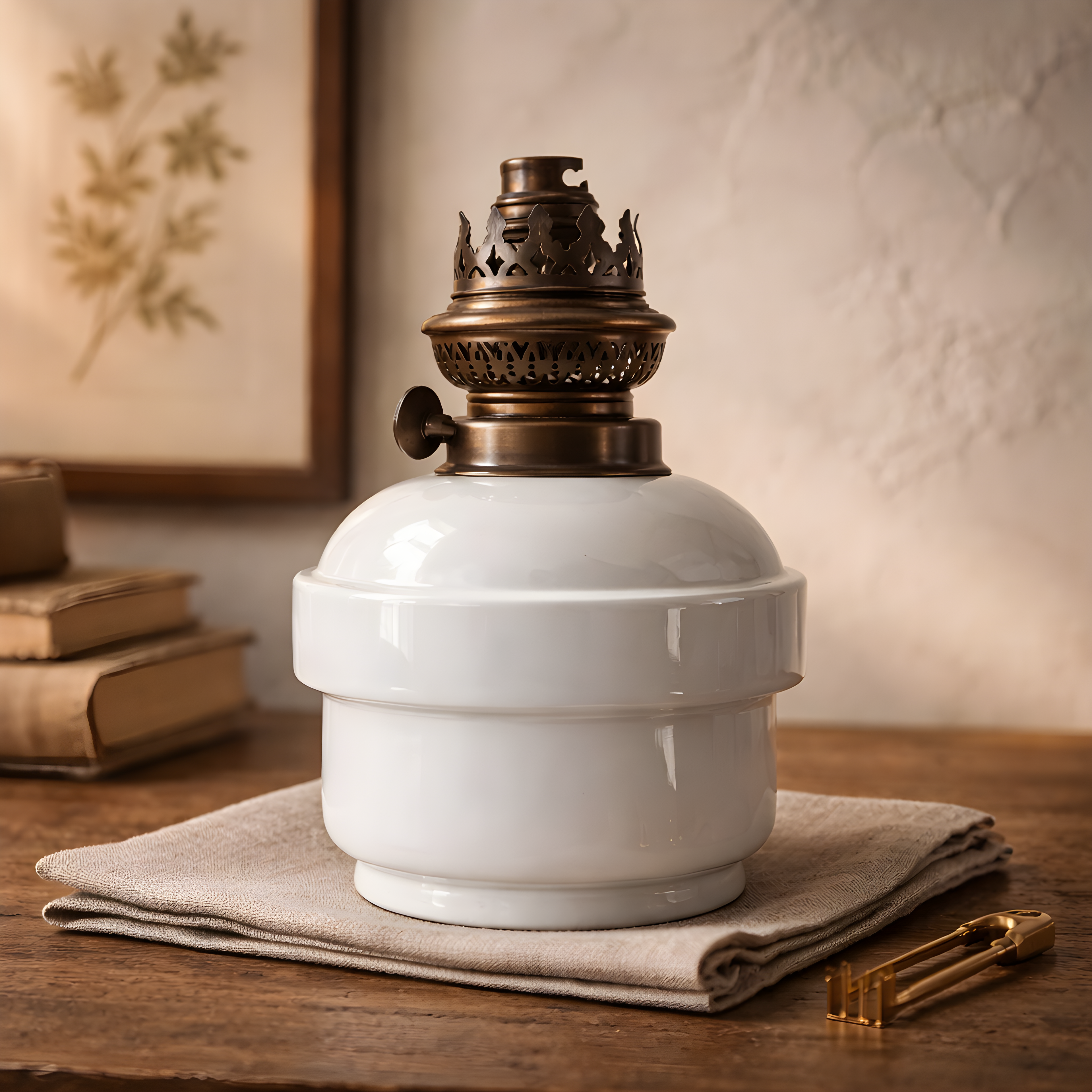 Lampe pétrole opaline blanche