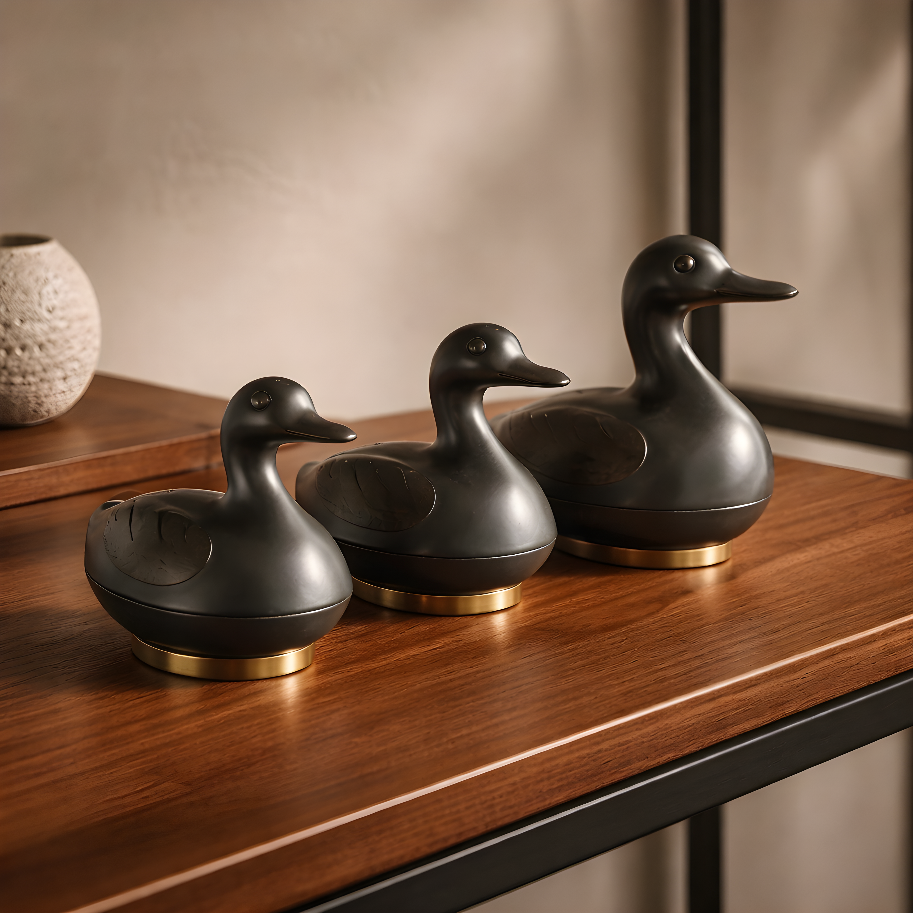 Lot boîtes à canards vintage en étain