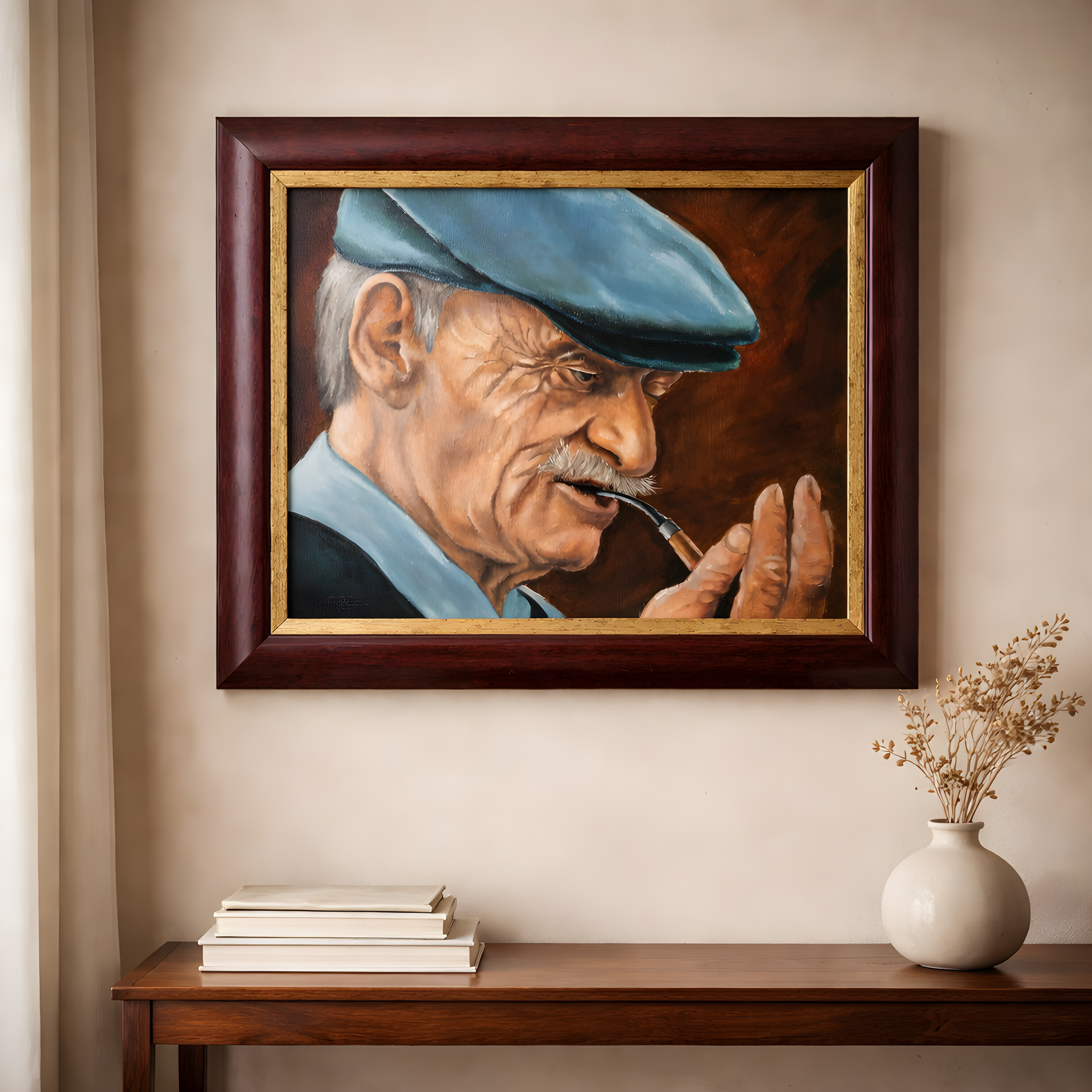 Tableau homme avec sa pipe