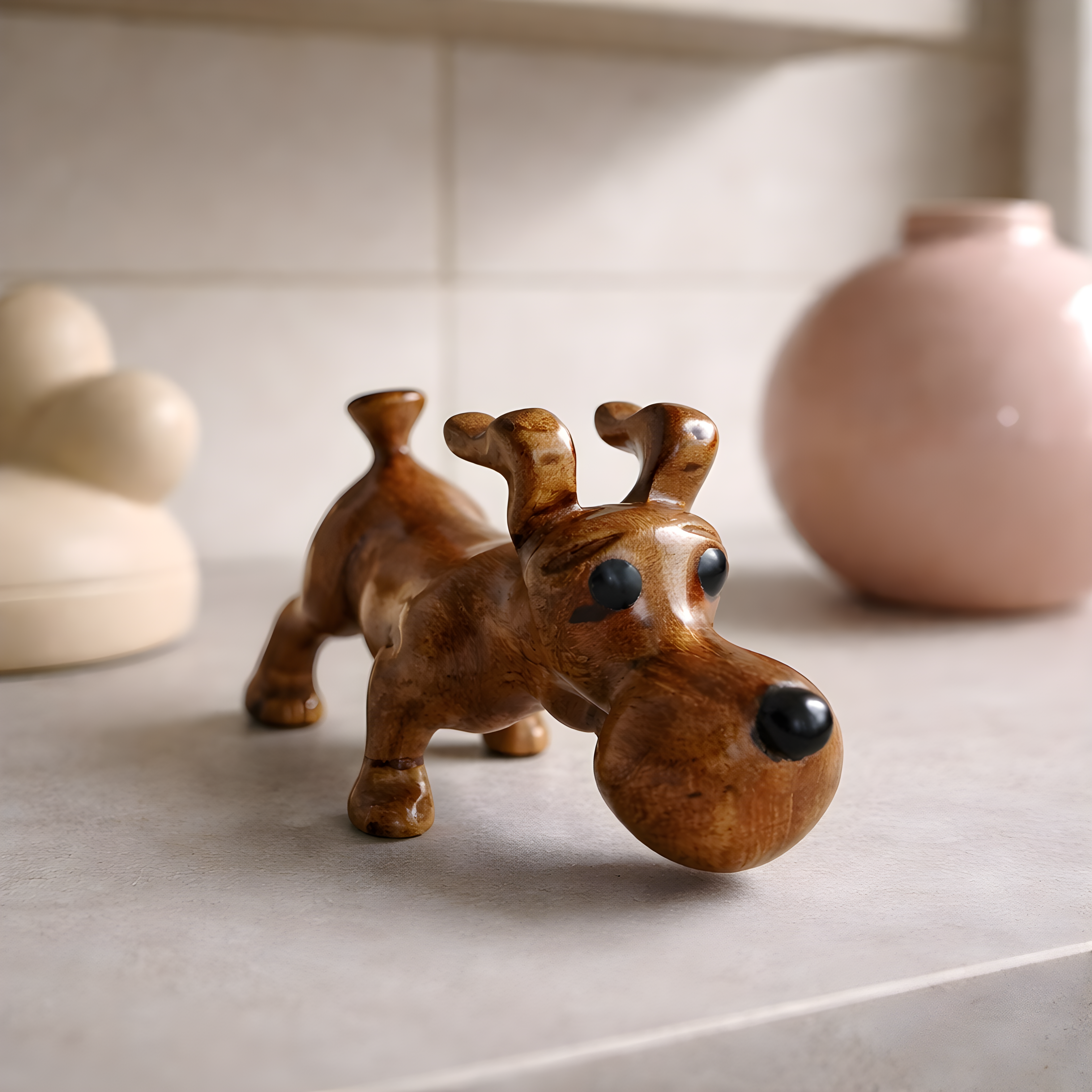 Figurine chien en bois